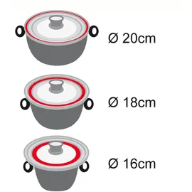 STONELINE Universal Glasdeckel, mit Silikonrand, ø Aromaknauf für einen Durchmesser von 16/18/20 cm