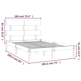 vidaXL Massivholzbett 180 x 200 cm Beige