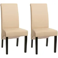 Mendler 2er-Set Esszimmerstuhl Küchenstuhl Stuhl M37 Leder, creme, dunkle