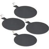 Excellent Houseware, Serviergeschirr, 4er-Set Serviertablett, Schieferplatte, rund mit Griff, Ø 35 cm