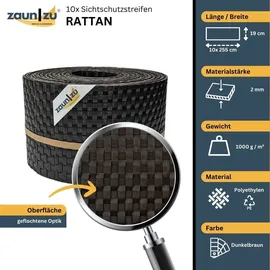 zaun|zu® Sichtschutz Rattan für Doppelstabmatten UV-beständig Dunkelbraun 10x 2,55m