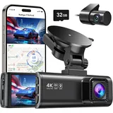 redtiger Dashcam Auto Vorne Hinten 4K/2,5K mit GPS WiFi, Dash Cam Auto Kamera 3,18" IPS-Bildschirm, kostenlose 32-GB-Karte, Nachtsicht, Loop-Aufnahme, 170°Weitwinkel WDR, Unterstützt 256 GB Max(F7NP)