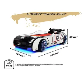 Aileenstore Kinderbett Roadster Police 90 x 190 cm Holz schwarz