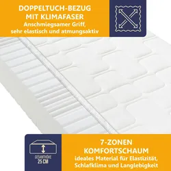 Kaltschaummatratze BeCo Grand Relax, 25 cm Komforthöhe, Made in Germany - Härtegrad: H2 (0 kg - 100 kg), Größe: 180 x 200 cm