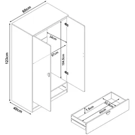 [en.casa] Kinderkleiderschrank Sandnes 123 x 60 x 40 cm Holz mintgrün