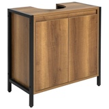 SoBuy Waschbeckenunterschrank BZR63 Badschrank Waschtisch Unterschrank Badmöbel Vintage beige 69 cm x 40 cm x 20 cm