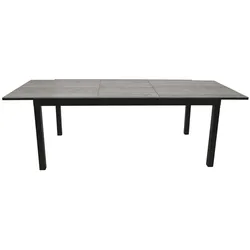 Aluminium Ausziehtisch Binz - Dunkelgrau/Grau  - aus Aluminium/Glas