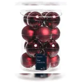 Christmas Decorations Weihnachtskugeln Glas 8cm 16 Stück - Ochsenblut - bordeaux
