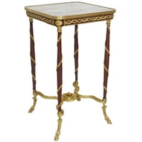 Casa Padrino Beistelltisch Barock Beistelltisch Braun / Gold / Grau 45 x 45 x H. 78 cm - Handgefertigter Massivholz Tisch im Barockstil - Barock Möbel