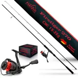 Paradox Fishing Firetiger Spinnrute mit Rolle I 2,7m 15-35g mit 3000 Rolle I Spinnruten perfekt für Zander Rute – Zanderrute