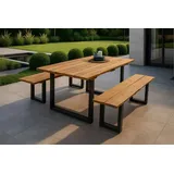 möbelliebling Gartentisch 220 x 100 x 75 cm Teak Schwarz