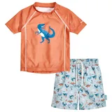 Playshoes Jungen Zweiteiler Rash-Guard-Set, Dino Orange, 74-80