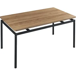 [en.casa] Essgruppe 'Hemnes' 5-teilig 1 Tisch mit 4 Stühlen Textilbezug Stahlbeine Hellbraun - Hellbraun