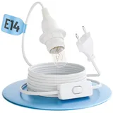 greate Lampenfassung weiß 350 cm Anschlusskabel, mit Schalter und E14-Fassung