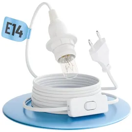 greate Lampenfassung weiß 350 cm Anschlusskabel, mit Schalter und E14-Fassung