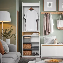 SoBuy Kleiderschrank mit 2 Türen Hochschrank Küchenschrank Aufbewahrungsschrank mit 5 Fächern Mehrzweckschrank Weiß Bht ca. 61x192x30cm