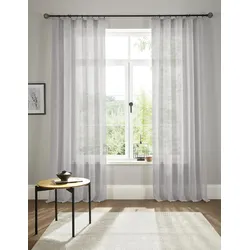 Gardine ANDAS "Fiete" Gr. 5, grau (stein), B:140cm H:265cm, Polyester, Gardinen, Leinen Optik, Sichtschutz, halbtransparent, einfarbig, Leinenoptik
