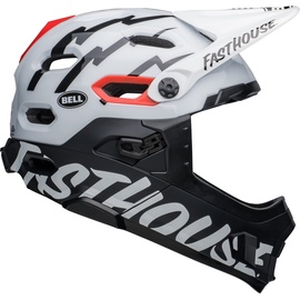 Bell Helme Bell Bike Unisex – Erwachsene SUPER DH Spherical Helme, Matte/Gloss Black/White Fasth, L