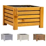 BooGardi Blumenkasten aus Holz · 4 Farben und 2 Größen · Hellbraun 38x38x25cm · Pflanzkasten Garten Balkon Terrasse · Balkonkasten Blumen Kräuter Pflanzen