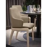 Polsterstuhl STRESSLESS "Laurel", braun (almond paloma, schwarz), B:58cm H:92cm T:59cm, Leder PALOMA: PALOMA ist ein durchgefärbtes Semianilin-Möbelleder mit natürlicher Narbung., Stühle, Polsterstuhl, Low Back mit Armlehne, Größe L, mit abgerundeten Beinen in Schwarz