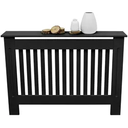 ECD Germany Heizungsabdeckung Heizkörperverkleidung MDF Landhaus Stil 112x19x82 cm Schwarz