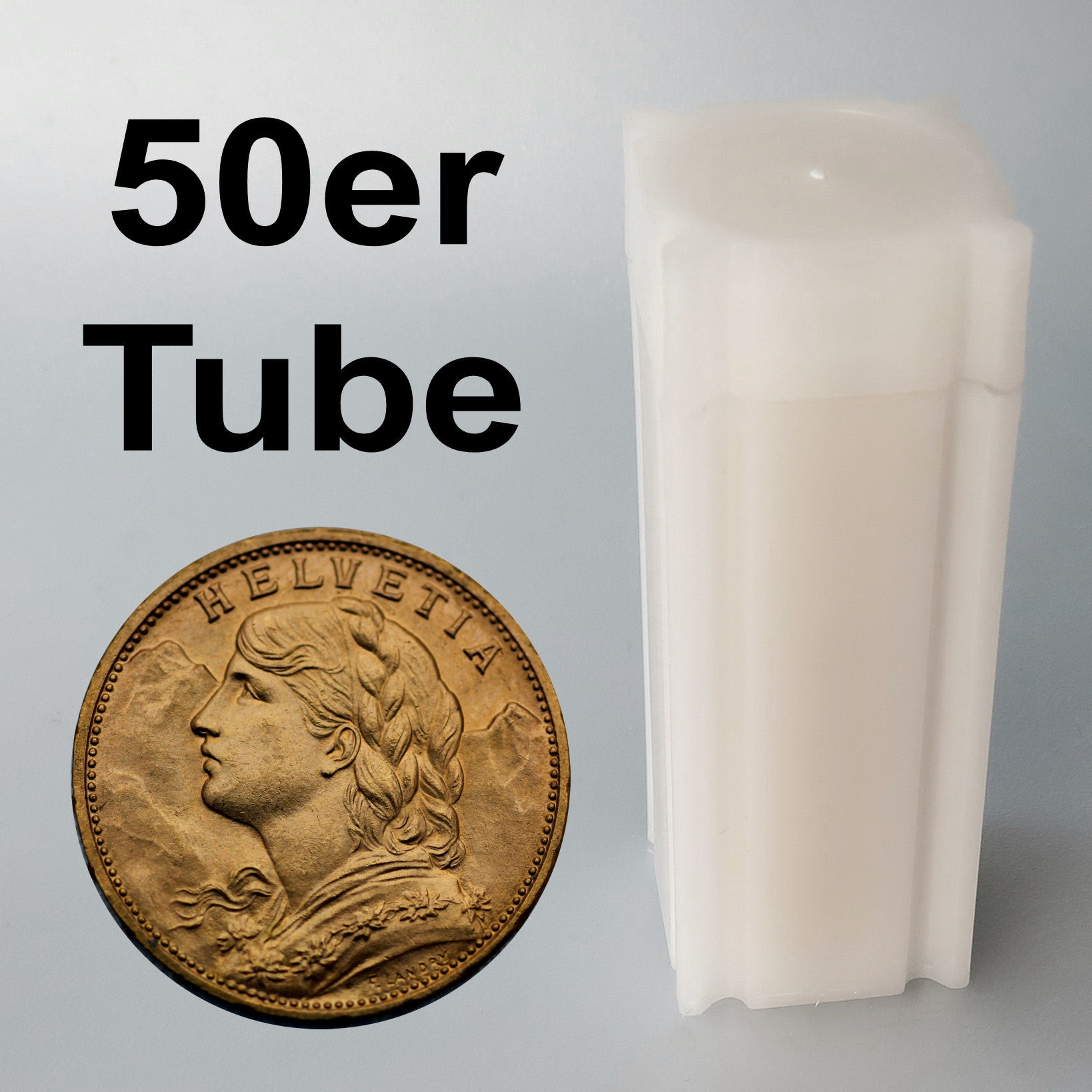 Goldmünze 50x 20 SFR Vreneli Tube (Schweiz)