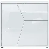 Vladon Benny 79 x 74 x 36 cm Weiß matt/Weiß Hochglanz
