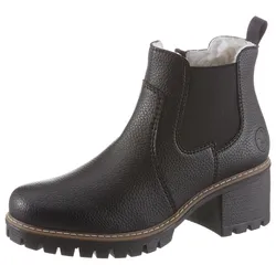 Chelseaboots RIEKER, Damen, Gr. 41, schwarz, Lederimitat, unifarben, klassisch, Schuhe, Stiefelette, Boots, Blockabsatz, mit Struktur am Obermaterial