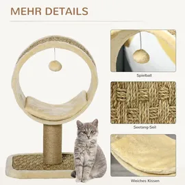 PawHut Katzenkratzbaum Klein 40 x 30 x 56 cm Khaki+Hellbraun