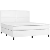 vidaXL Boxspringbett mit Matratze Weiß 160x200 cm Kunstleder