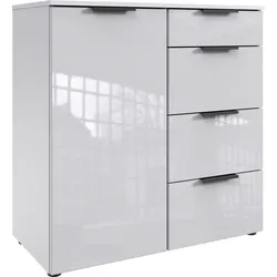 Kombikommode WIMEX "Level 36C by fresh to go", weiß (weiß, glas weiß), B:81cm H:84cm T:41cm, Spanplatte, Sideboards, mit Glaselementen auf der Front, soft-close Funktion, 81cm breit