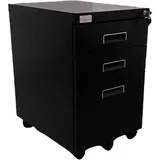 Jet-Line Rollcontainer mit 3 Schubladen Hängeregistratur abschliessbar schwarz Rollschrank