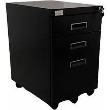 Jet-Line Rollcontainer mit 3 Schubladen Hängeregistratur abschliessbar schwarz Rollschrank