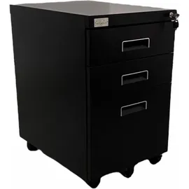 Jet-Line Rollcontainer mit 3 Schubladen Hängeregistratur abschliessbar schwarz Rollschrank