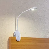PRIOS LED-Klemmleuchte Najari, weiß, Akku, usb dimmbar