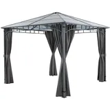 Tectake tectake® Gartenpavillon, mit Aluminiumgestell, pulverbeschichtet, lichtdurchlässiges Dach aus Polycarbonat-Platten, inklusive 8 Heringen