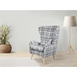 Guido Maria Kretschmer Home & Living Sessel "Charles Ohrensessel", grau, B:78cm H:118cm T:94cm, 100% Polyester, GUIDO MARIA KRETSCHMER HOME & LIVING, Sessel, Ohrensessel, groß und gemütlich in modernem Design