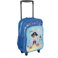 Idena 22045 - Rucksack Trolley mit 2 Rollen für Kinder, blau mit Piraten Motiv, als Handgepäckskoffer, Schultrolley und Kinderrucksack, ca. 40 x 28 x 17 cm