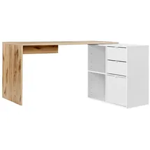 mokebo Eckschreibtisch Eiche, Weiß, Holzwerkstoff, 145x77x65 cm, Arbeitszimmer, Schreibtische, Eckschreibtische