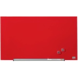 Nobo Glas Magnet-Whiteboard mit herausnehmbarem Stiftehalter, 680 x 380 mm, InvisaMount Befestigungssystem, Impression Pro, Rot, 1905183