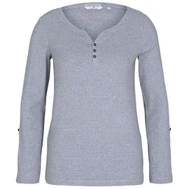 Tom Tailor Damen Henley Longsleeve mit Streifen aus Bio-Baumwolle, 26053 - Offwhite Navy Small Stripe, S