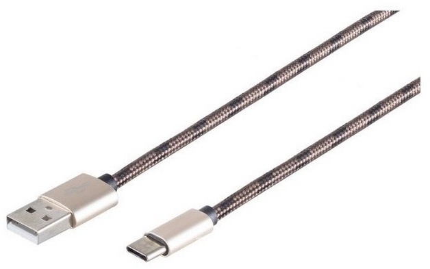 Kabelbude.eu USB Ladekabel, USB-A-Stecker auf USB Typ C Stecker, Nylon Smartphone-Kabel, (200 cm) grün