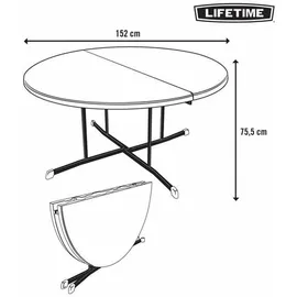 Lifetime Table Klapptisch Lifetime Ø 152 cm kreisförmig