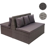 Mendler 2er-Set Poly-Rattan 2er Sofa HWC-G16, Lounge-Gartenbank Sitzbank Sessel, Gastronomie 120cm grau, Kissen dunkelgrau ~ Grau