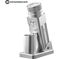STARSEEKER E55 Pro Elektrische Kaffeemühle, 55 mm Titanlegierung-Kegelmahlwerk, 72 W Wechselstrommotor, silber, professionelle Espresso-Mühle mit stufenloser Einstellung und Anti-Staub-Technologie, geeignet für Haushalt und Café