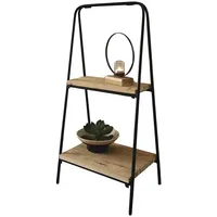 Dekoleidenschaft Regal, Etagere, Metall, + recyceltes Holz, 2 Böden, Blumen Pflanzen Ständer