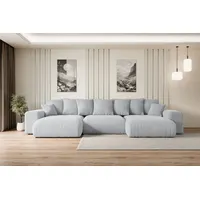altdecor Ecksofa U-Form mit Schlaffunktion 3-Sitzer Grau