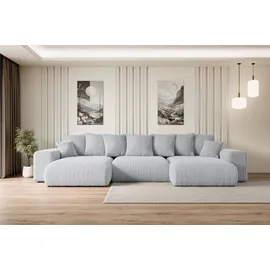 altdecor Ecksofa U-Form mit Schlaffunktion 3-Sitzer Grau