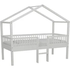 Vipack Hausbett Forrest 90 x 200 cm Buche massiv weiß lackiert