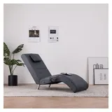 vidaXL Massage Chaiselongue Kunstleder 144 x 79 x 59 cm Grau mit Kissen